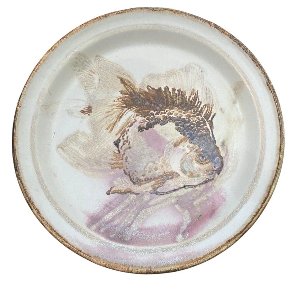 Large 12" Studio Pottery Fish Platter Plate Artist Signed M